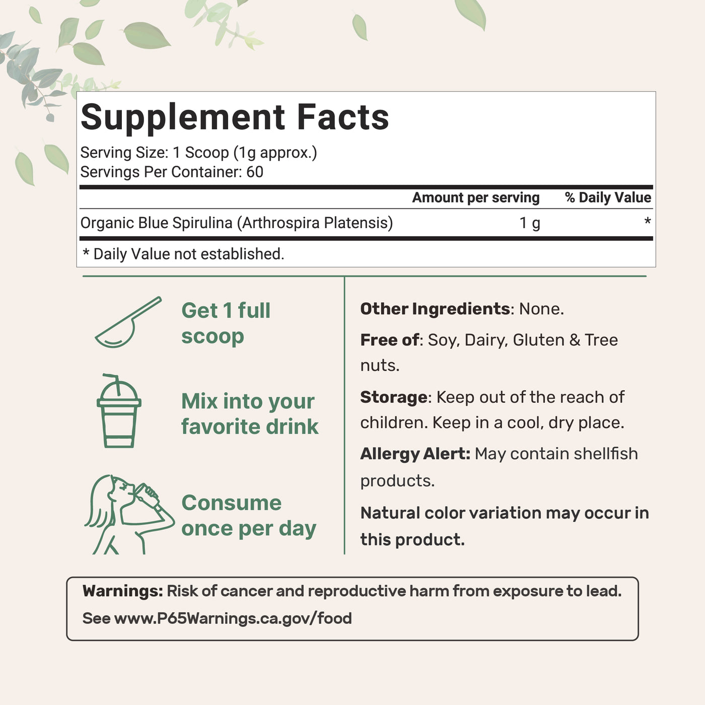 Micro Ingredients Organic Blue Spirulina Powder (Phycocyanin Extract) - No Fishy Smell, 100% Vegan Protein from Blue-Green Algae