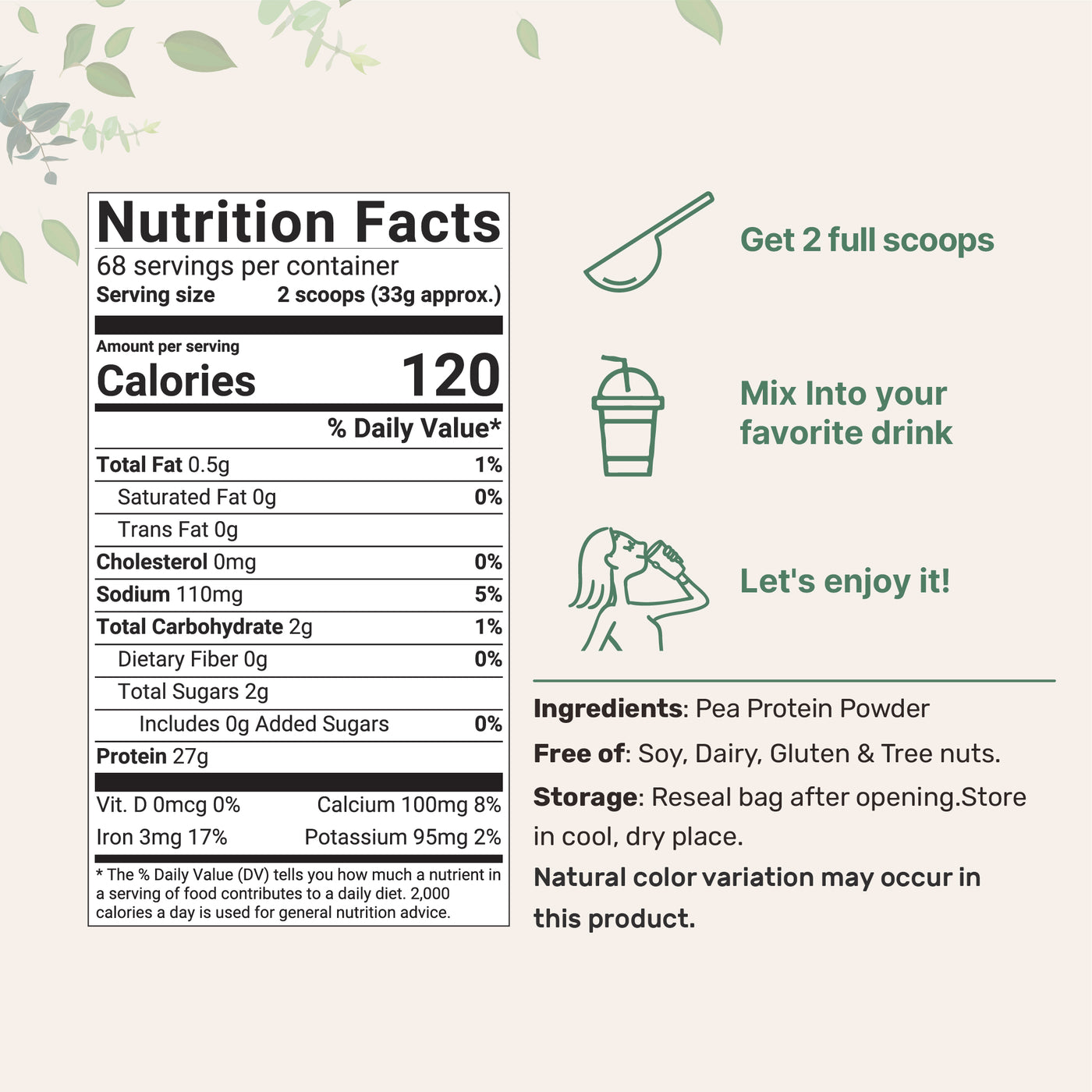 Pure Pea Protein Powder - Unflavored & Gluten-Free