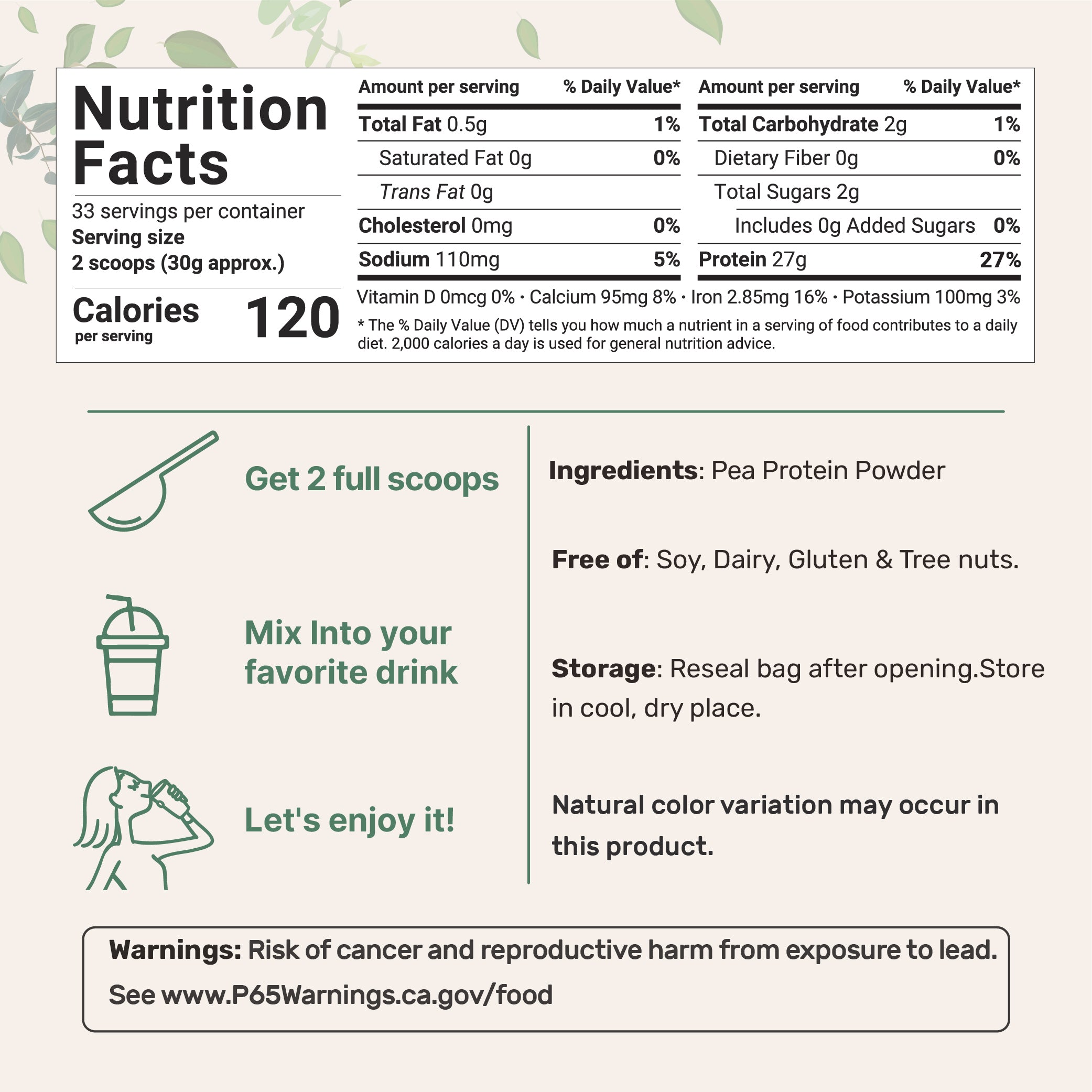 Micro Ingredients Organic Pea Protein Powder 2.2 Pound