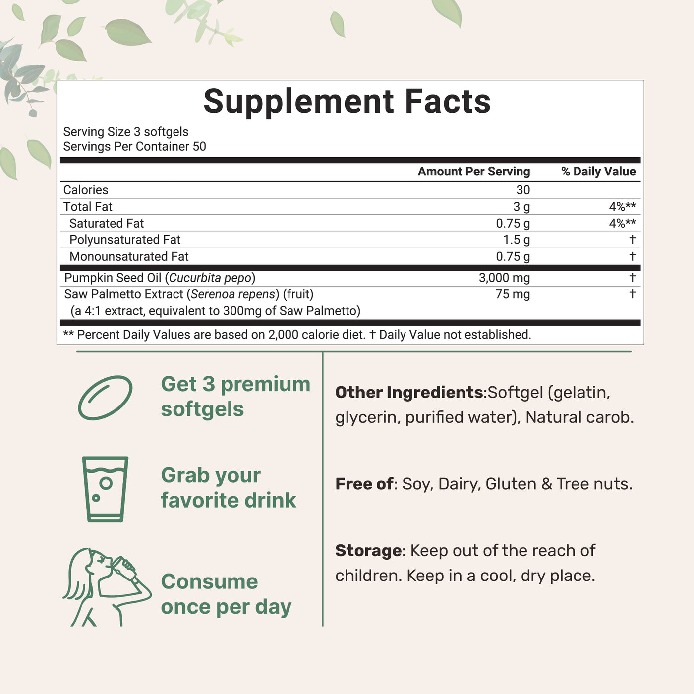 Micro Ingredients Pumpkin Seed Oil with Saw Palmetto Softgels