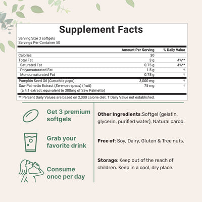 Micro Ingredients Pumpkin Seed Oil with Saw Palmetto Softgels