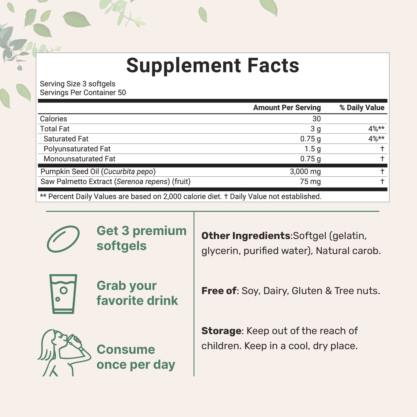Micro Ingredients Pumpkin Seed Oil with Saw Palmetto Softgels