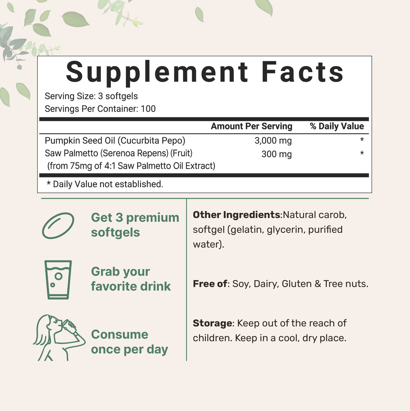 Pumpkin Seed Oil with Saw Palmetto Softgels
