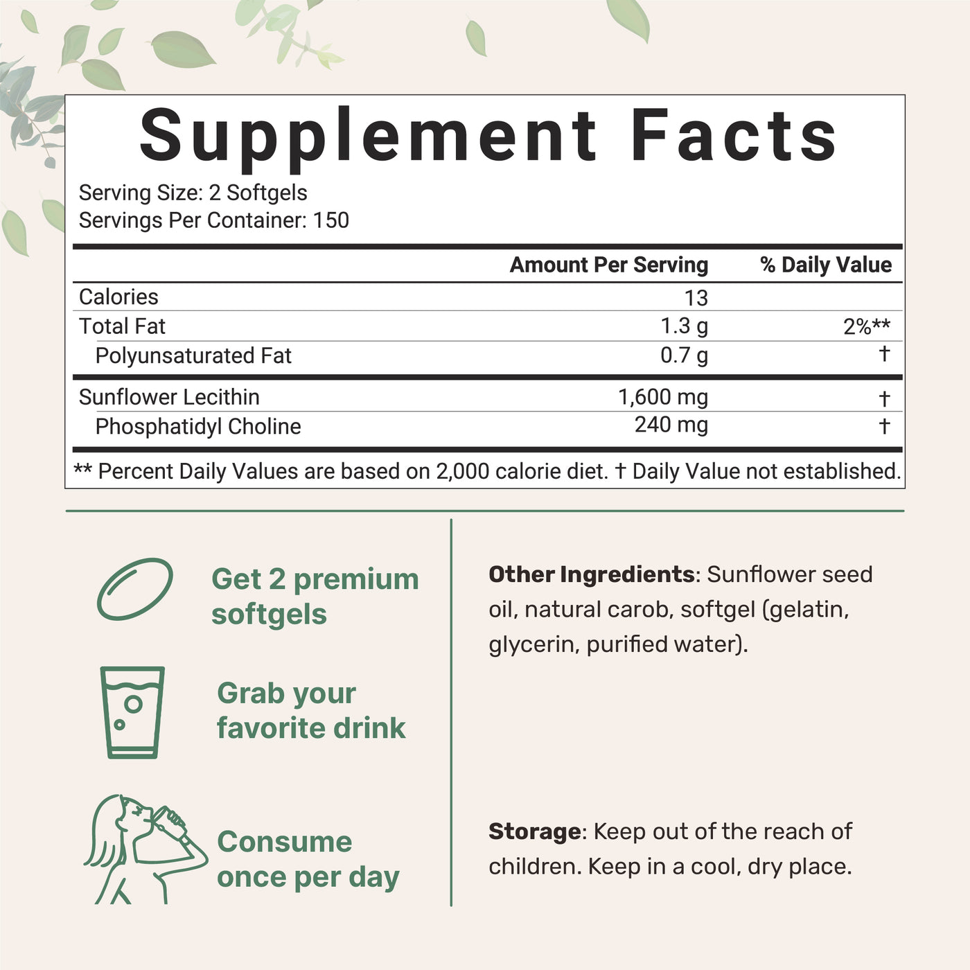 Micro Ingredients Organic Sunflower Lecithin Powder / Softgels