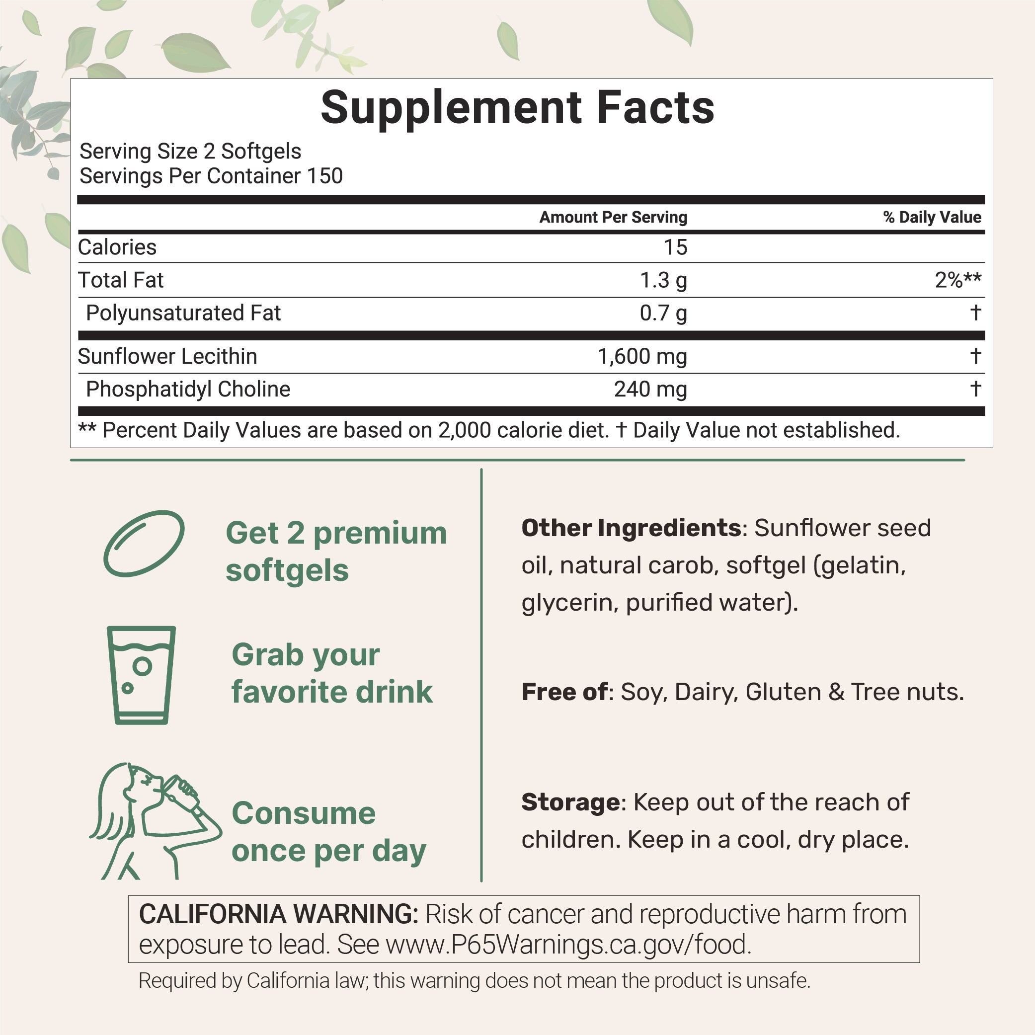 Micro Ingredients Organic Sunflower Lecithin Powder / Softgels