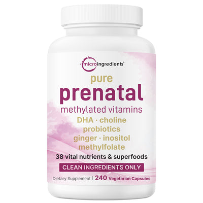 Micro Ingredients Pure Methylated Prenatal Vitamins for Women, 240 Veggie Capsules