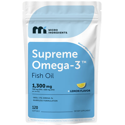Micro Ingredients Supreme Omega-3 Fish Oil w/ Ultra High EPA & DHA, Burpless Softgels