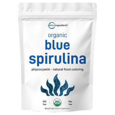 Micro Ingredients Organic Blue Spirulina Powder (Phycocyanin Extract) - No Fishy Smell, 100% Vegan Protein from Blue-Green Algae