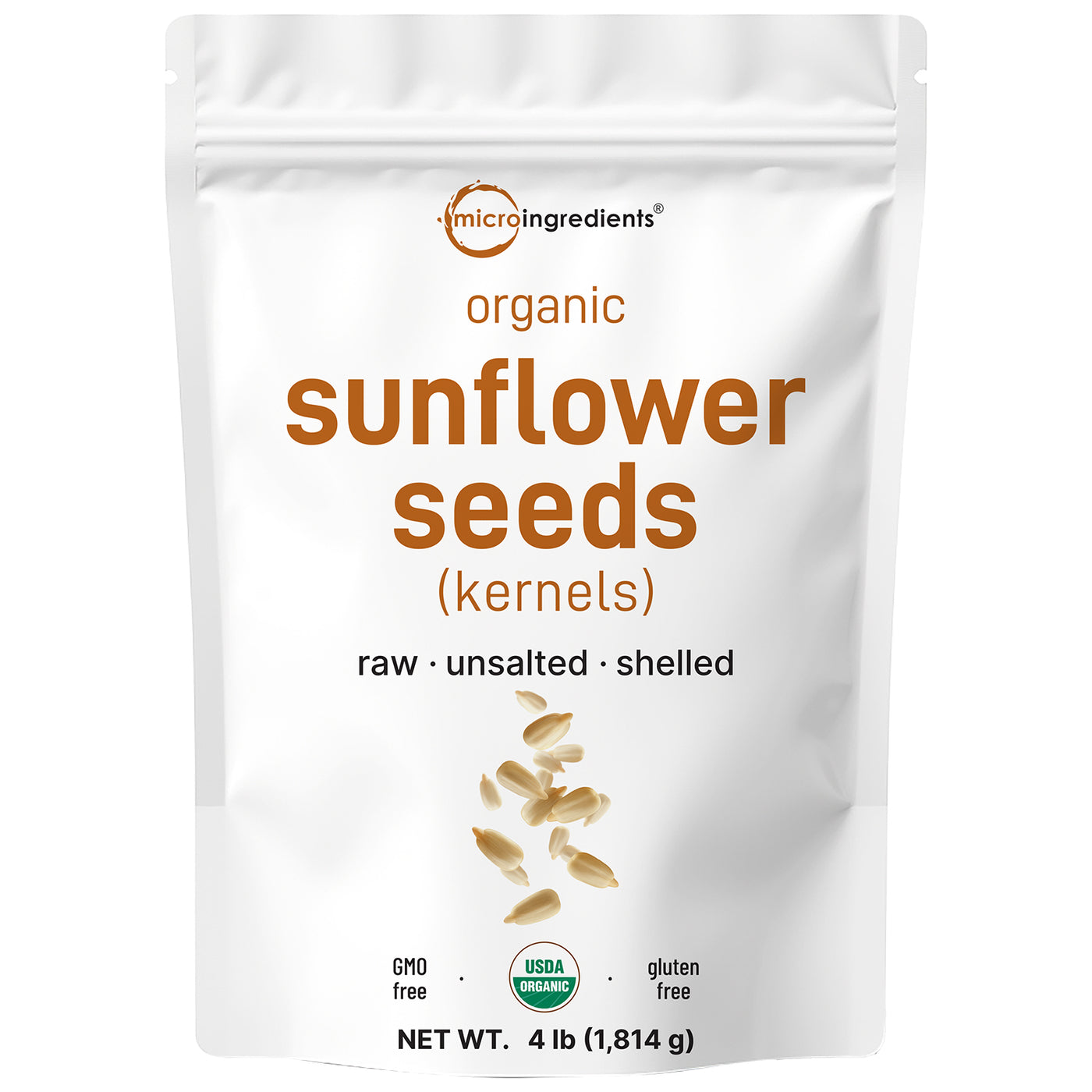Micro Ingredients Organic Sunflower Seeds, 4lbs, Raw, Unsalted, & Shelled