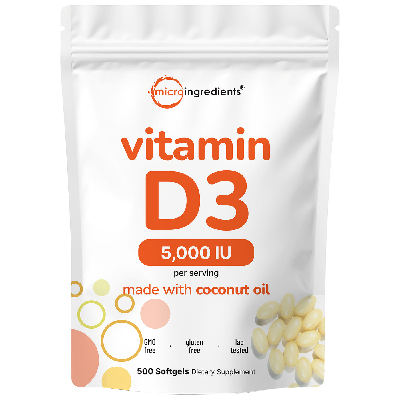Micro Ingredients Vitamin D3 5,000 IU, 500 Softgels