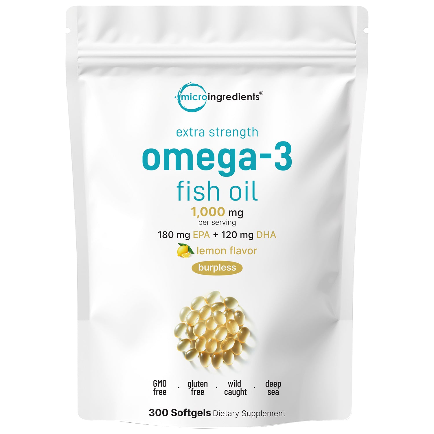 Micro Fish Oil Micro Ingredients Extra Strength Omega 3 Fish Oil Supplements 1,000mg