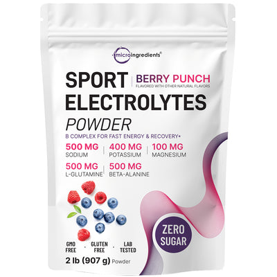 Micro Ingredients Sport Electrolytes Powder Berry Punch Flavor, 2lb