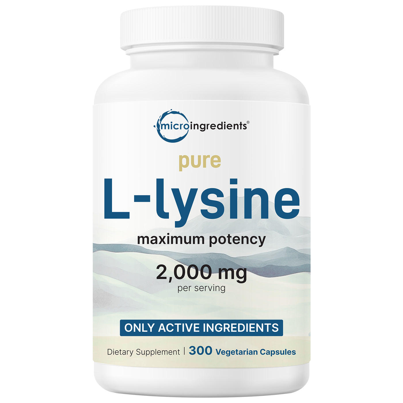 Micro Ingredients Pure L-Lysine 2,000mg, 300 Veggie Capsules
