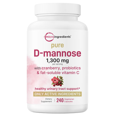 Micro Ingredients Pure D Mannose 1,300mg with Cranberry | 240 Veggie Capsules