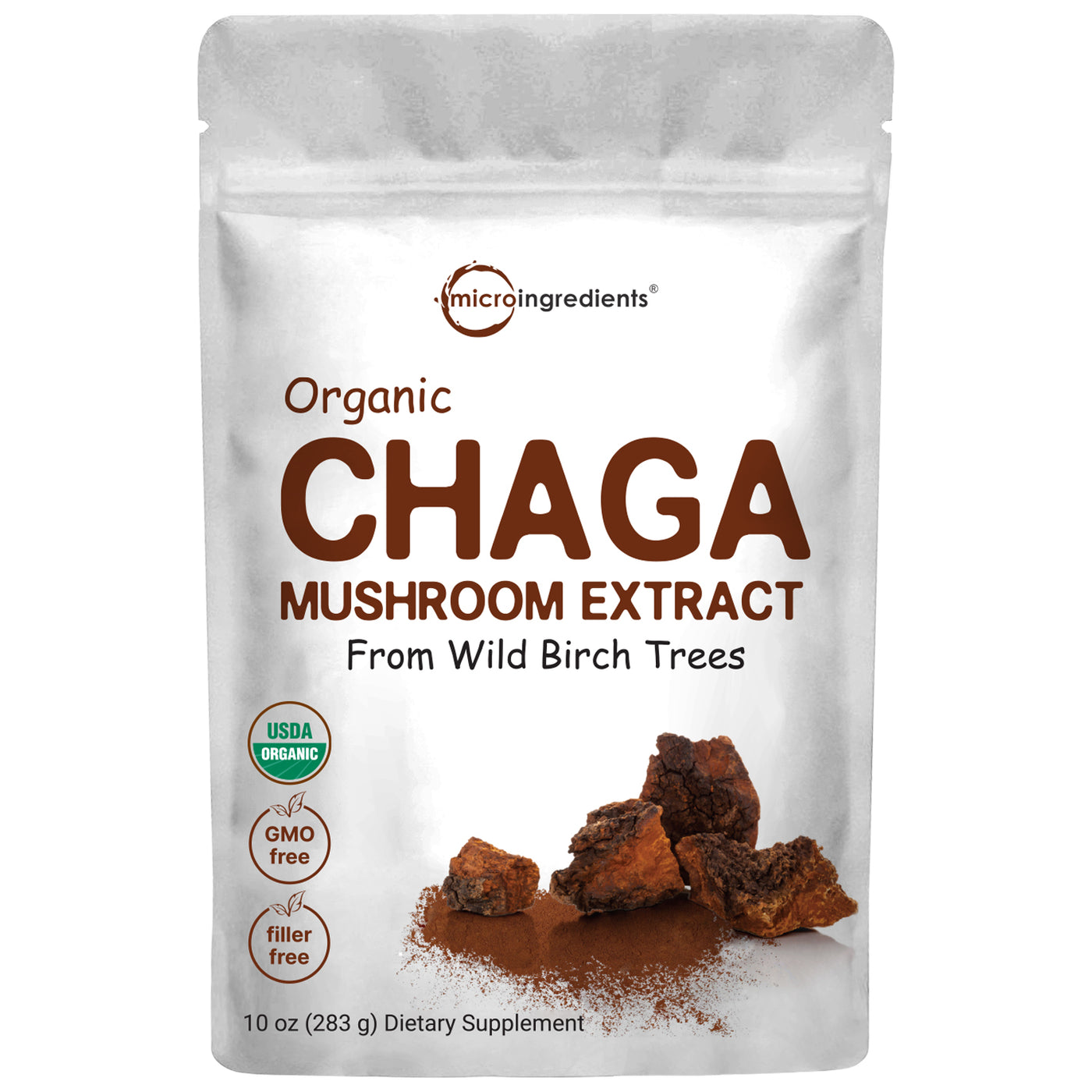 Organic Chaga Mushroom Extract 100:1 Powder, 10 Ounce