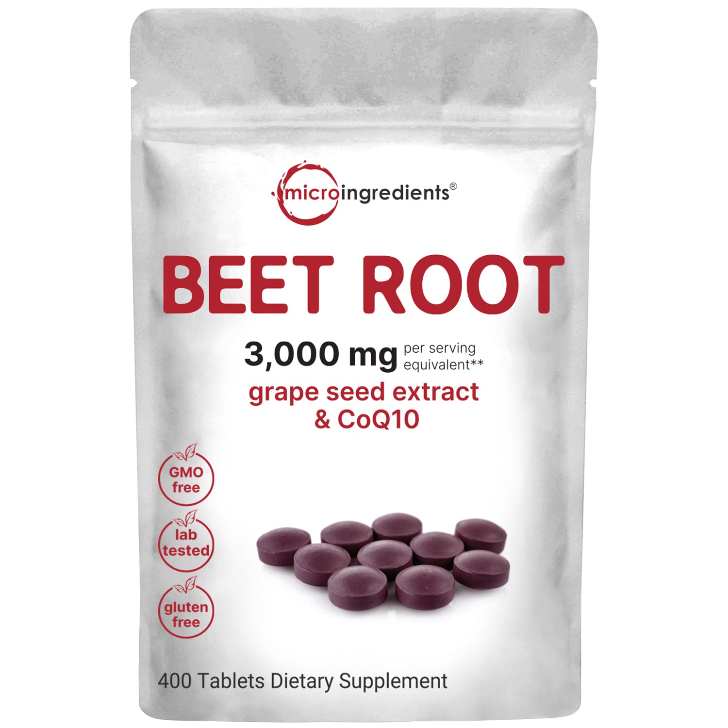 Microbeet Micro Ingredients Beet Root 3,000mg with Grape Seed Extract & CoQ10, 4