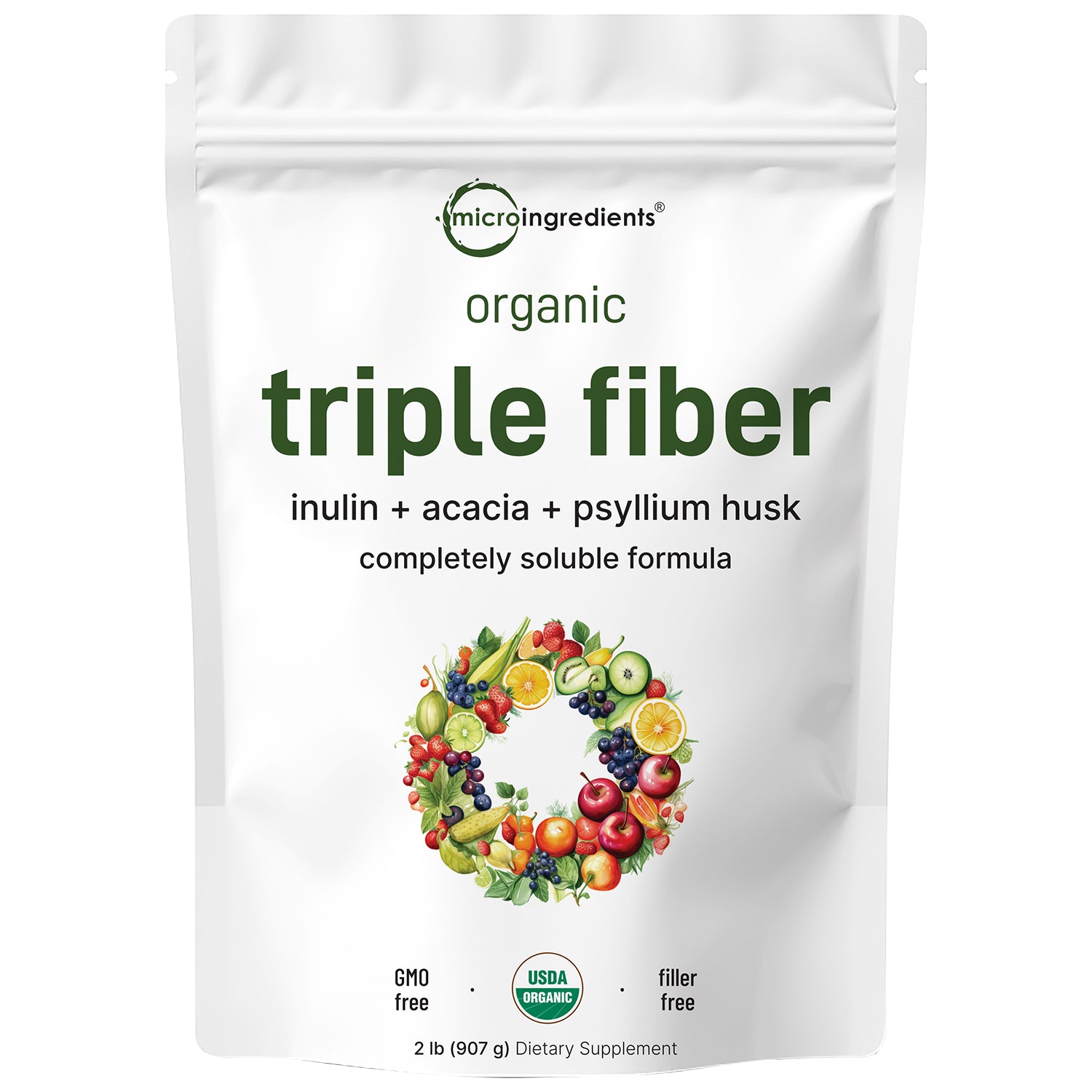 Organic Triple Fiber Powder - Premium Blend of Acacia, Psyllium Husk ...