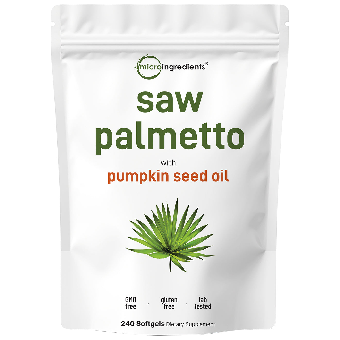 Micro Ingredients Saw Palmetto 4,800mg Equivalent with Pumpkin Seed Oil, 240 Softgels
