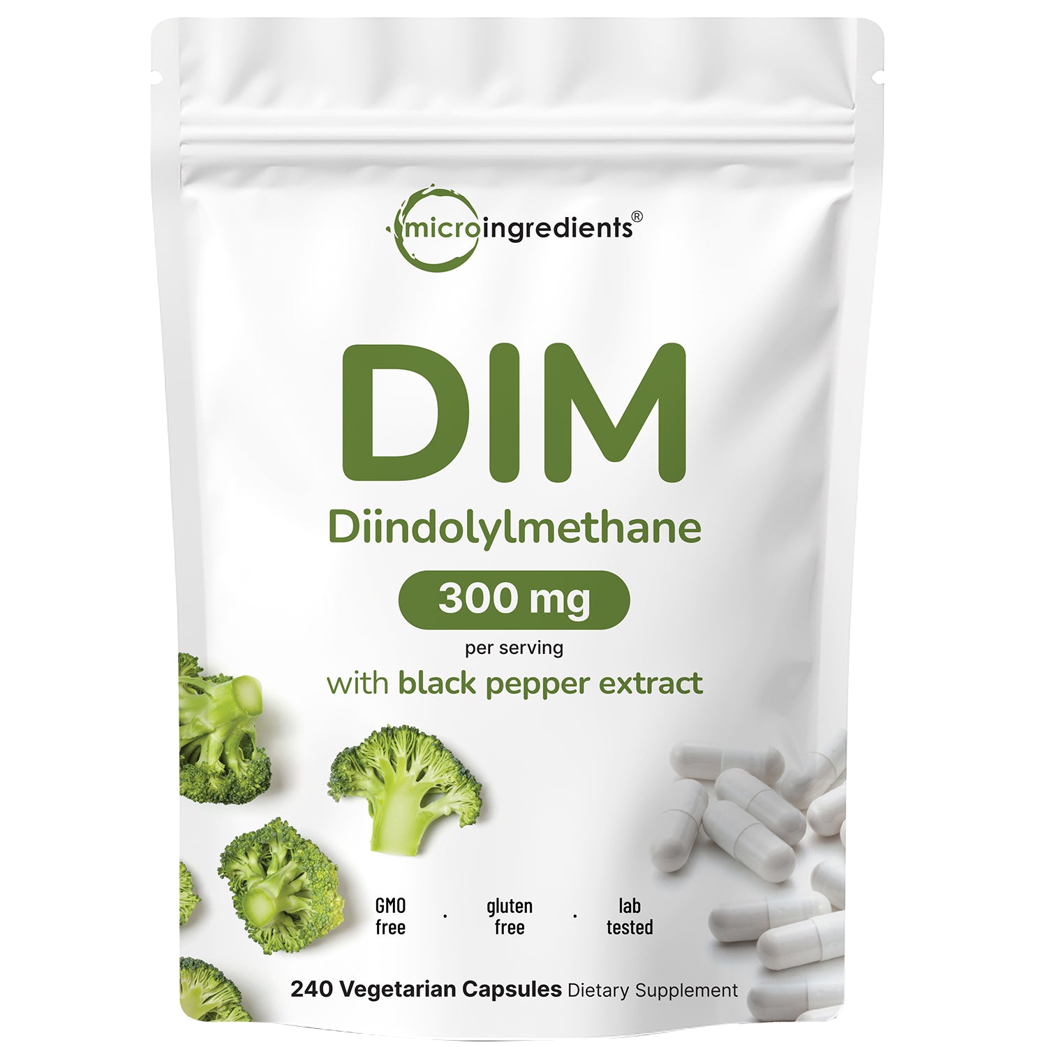 Micro Ingredients DIM Supplement with Black Pepper Extract, 240 capsules