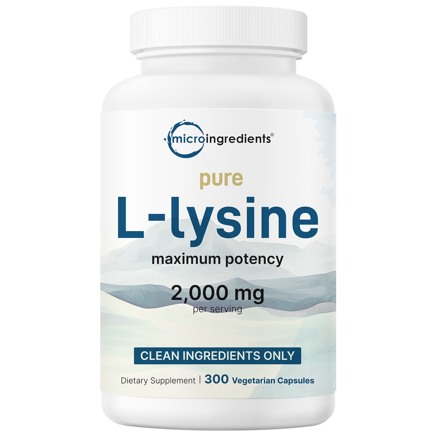 Micro Ingredients Pure L-Lysine 2,000mg, 300 Veggie Capsules