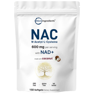 Micro Ingredients NAC 600mg with NAD+, N-Acetyl L-Cysteine + Nicotinamide + MCT Oil, Cellular Energy & Antioxidant Support
