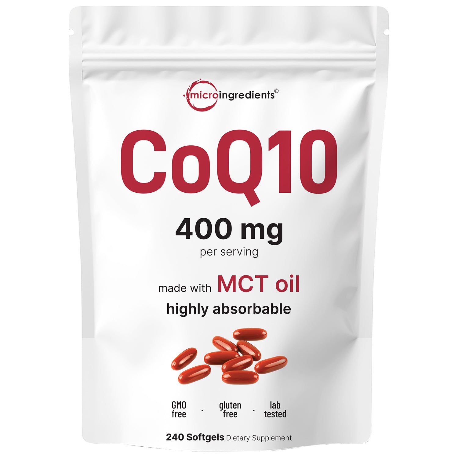 Micro Ingredients CoQ10 240 Softgels with Coconut MCT Oil