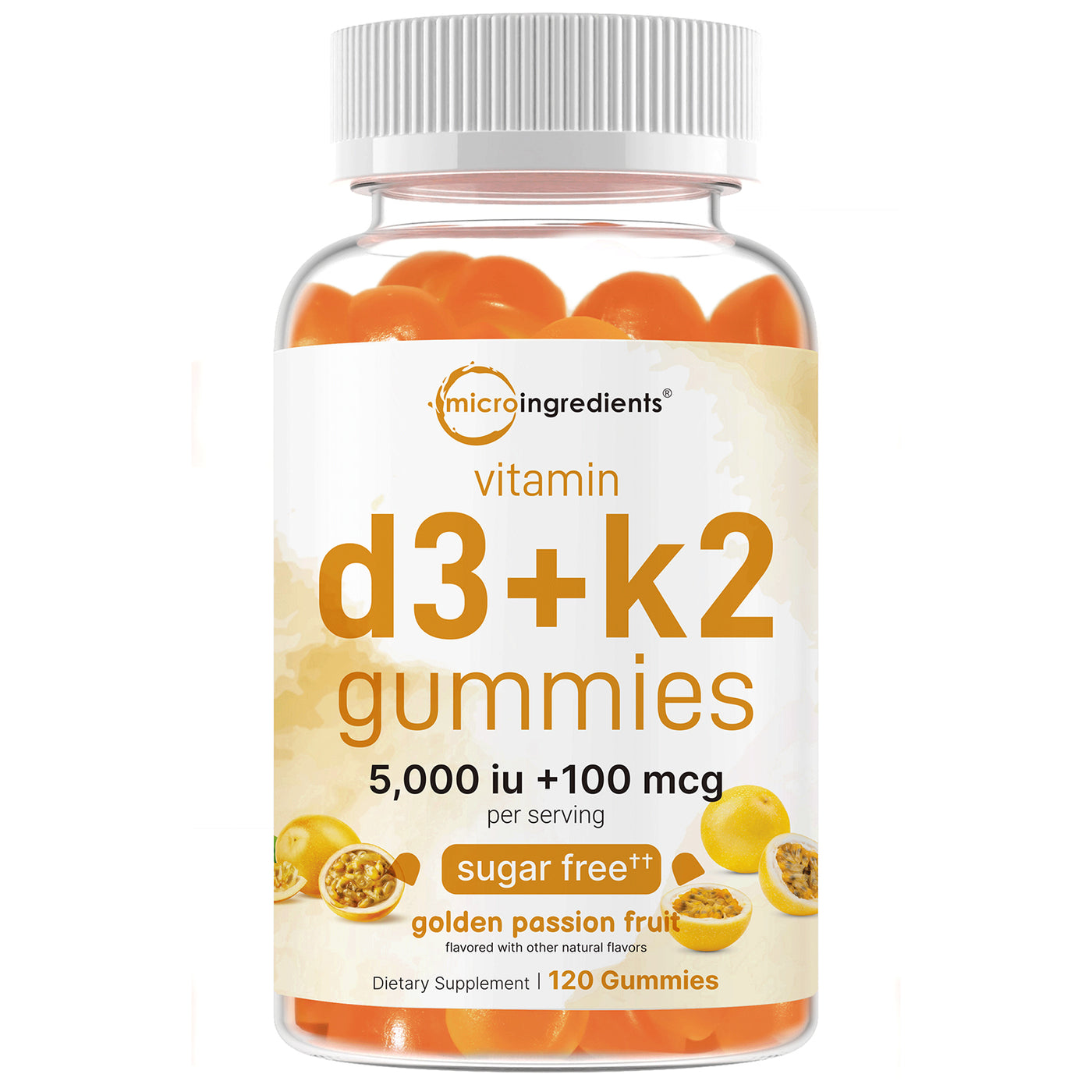 Micro Ingredients Vitamin D3 K2 Gummies | 5,000 IU D3 + 100 mcg K2 MK-7