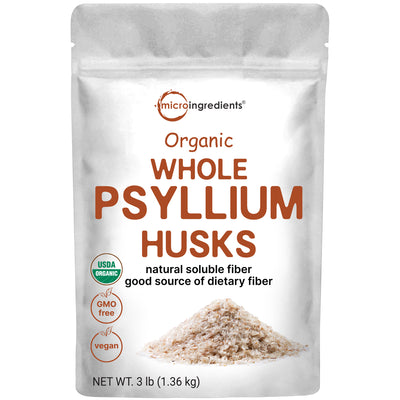 Micro Ingredients Organic Whole Psyllium Husks, 3lbs