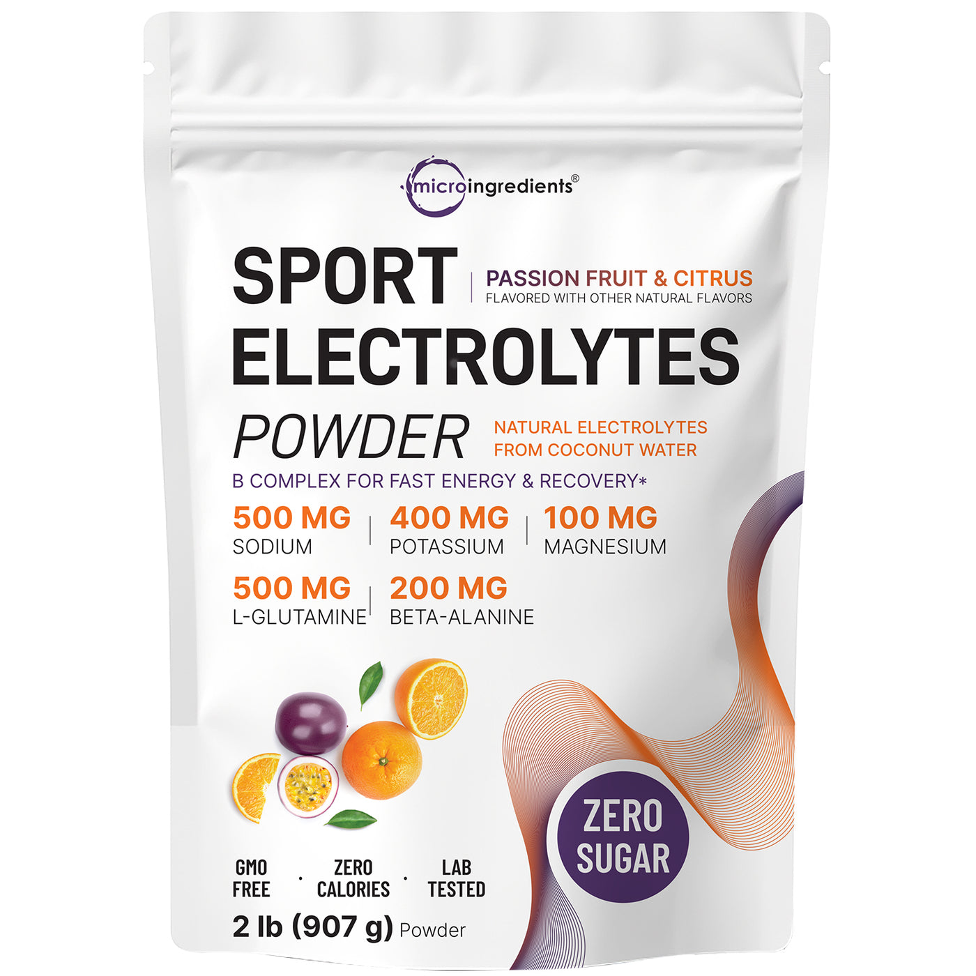 Micro Ingredients Sport Electrolytes Powder Passionfruit and Citrus Flavor, 2lb