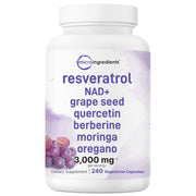 Micro Ingredients Resveratrol Supplement 3,000mg, 240 Veggie Capsules