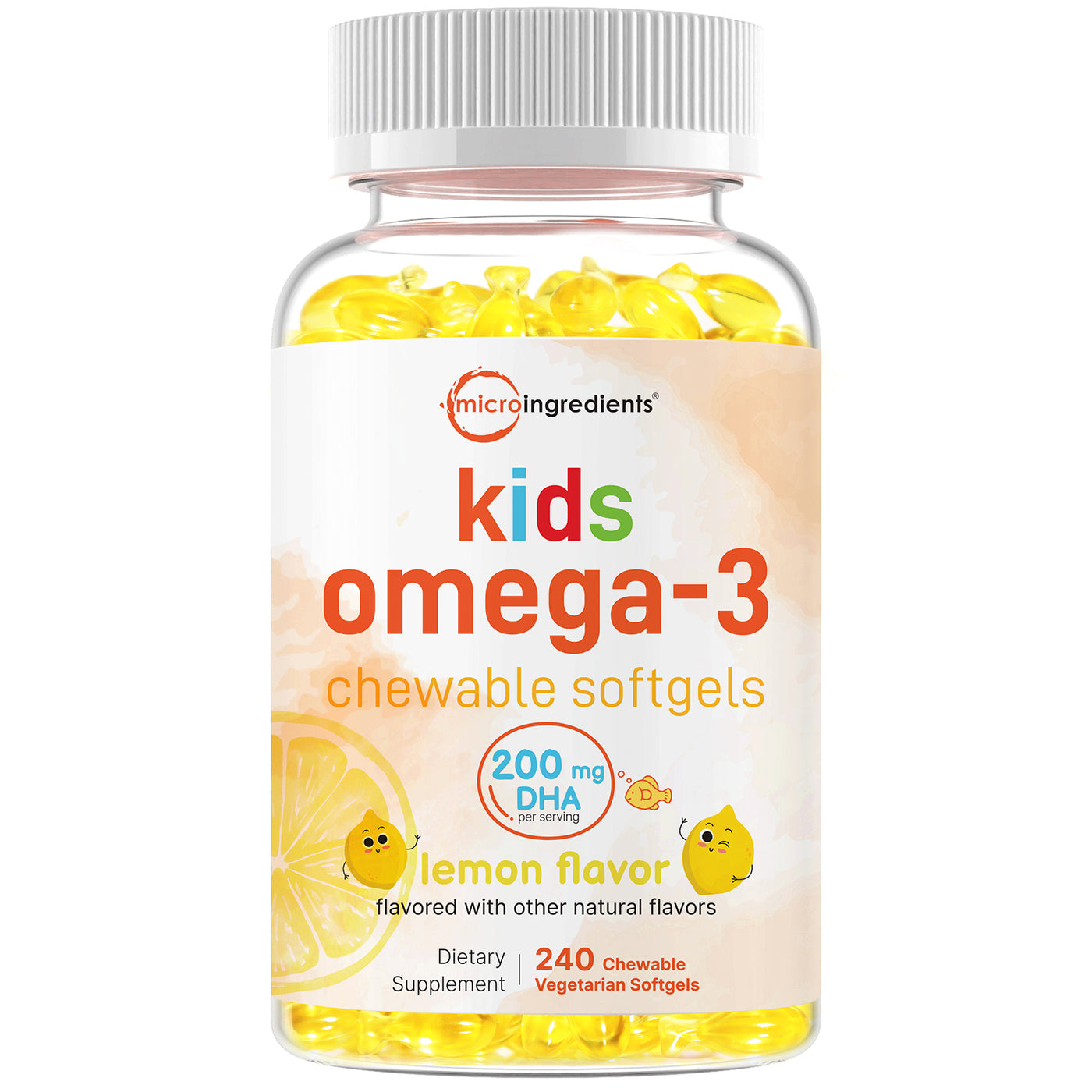Micro Ingredients Omega-3 for Kids, 240 Chewable Veggie Softgels