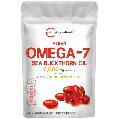 Micro Ingredients Vegan Omega 7 Sea Buckthorn Oil 6,000mg, 240 Veggie Softgels