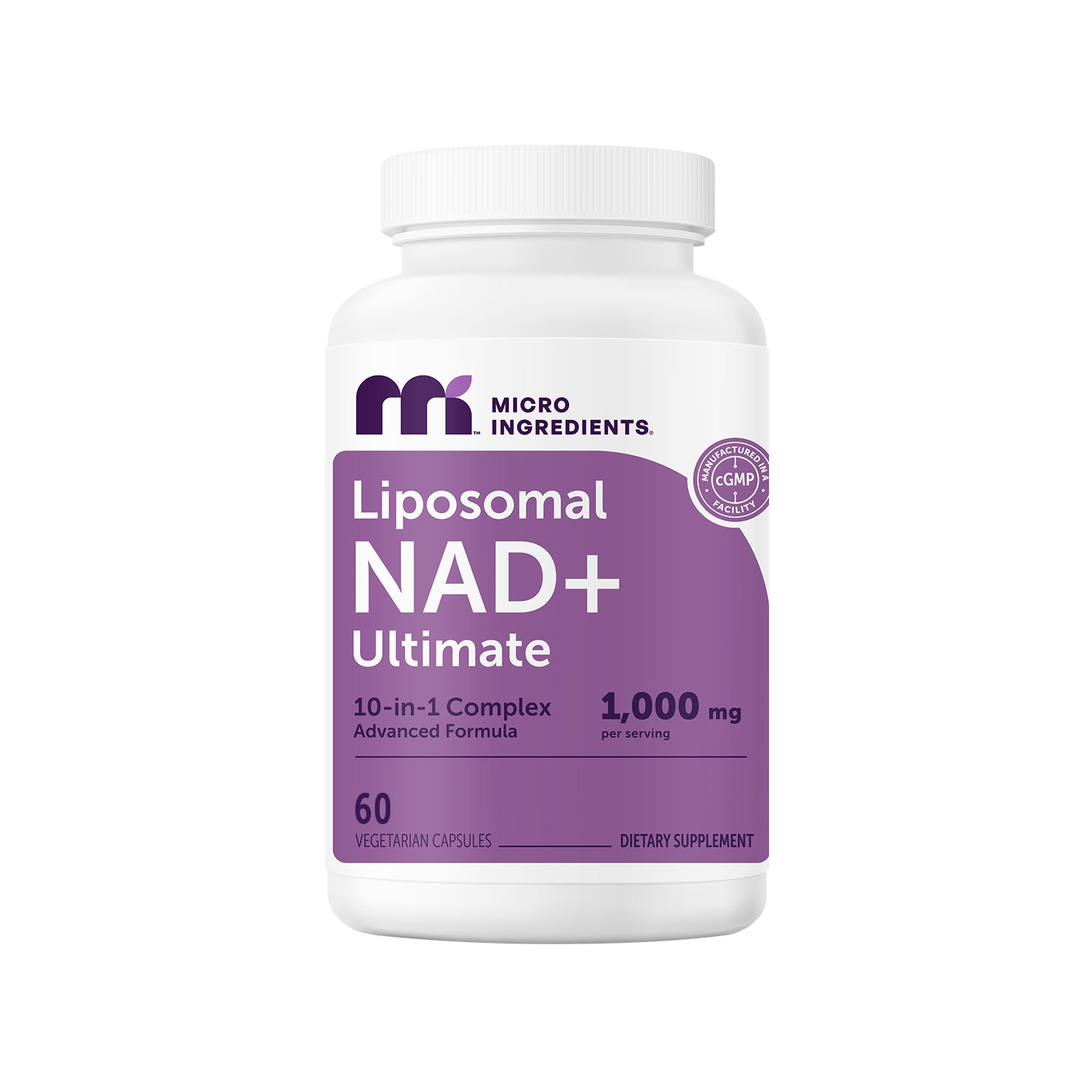 Micro Ingredients Liposomal NAD+ Ultimate 1,000mg, 60 Veggie Capsules
