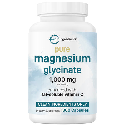 Micro Ingredients Pure Magnesium Glycinate 1,000mg Per Serving, 300 Capsules