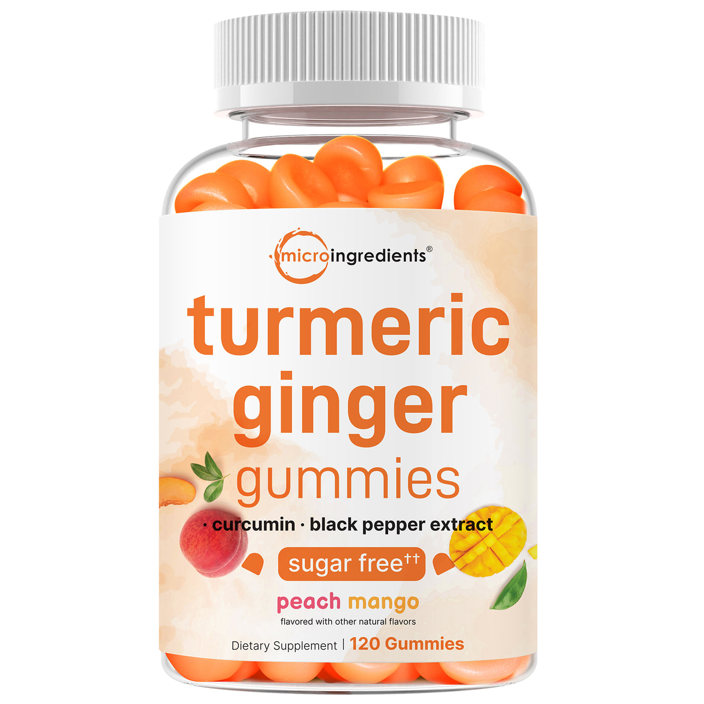 Micro Ingredients Turmeric Ginger Gummies, 120 Count