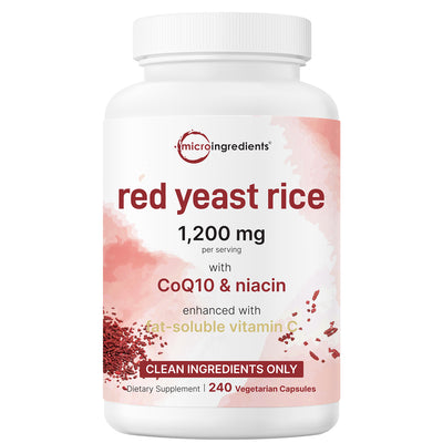 Micro Ingredients Red Yeast Rice 1,200mg with CoQ10 100mg, 240 Veggie Capsules