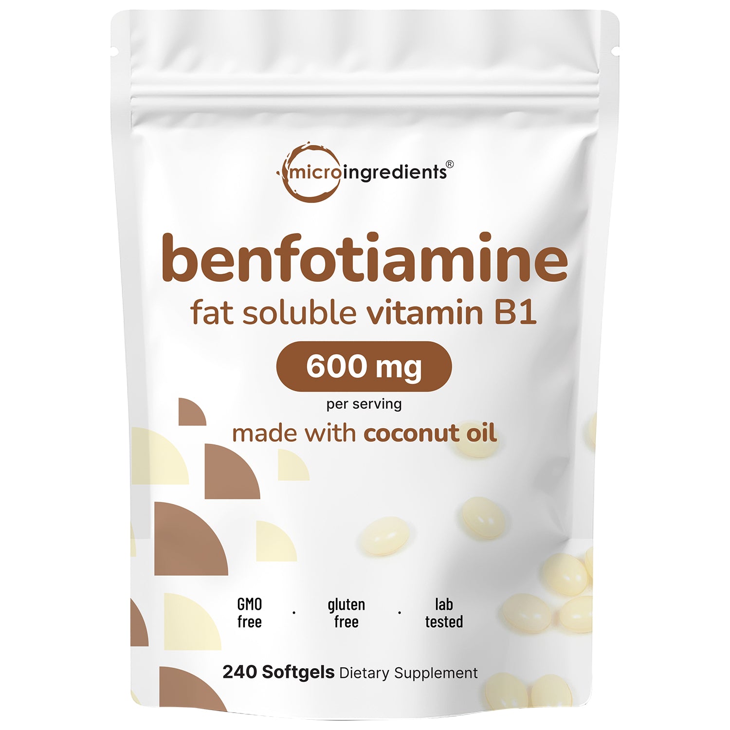 Micro Ingredients Vitamin B1 Benfotiamine, 240 Coconut Oil Softgels