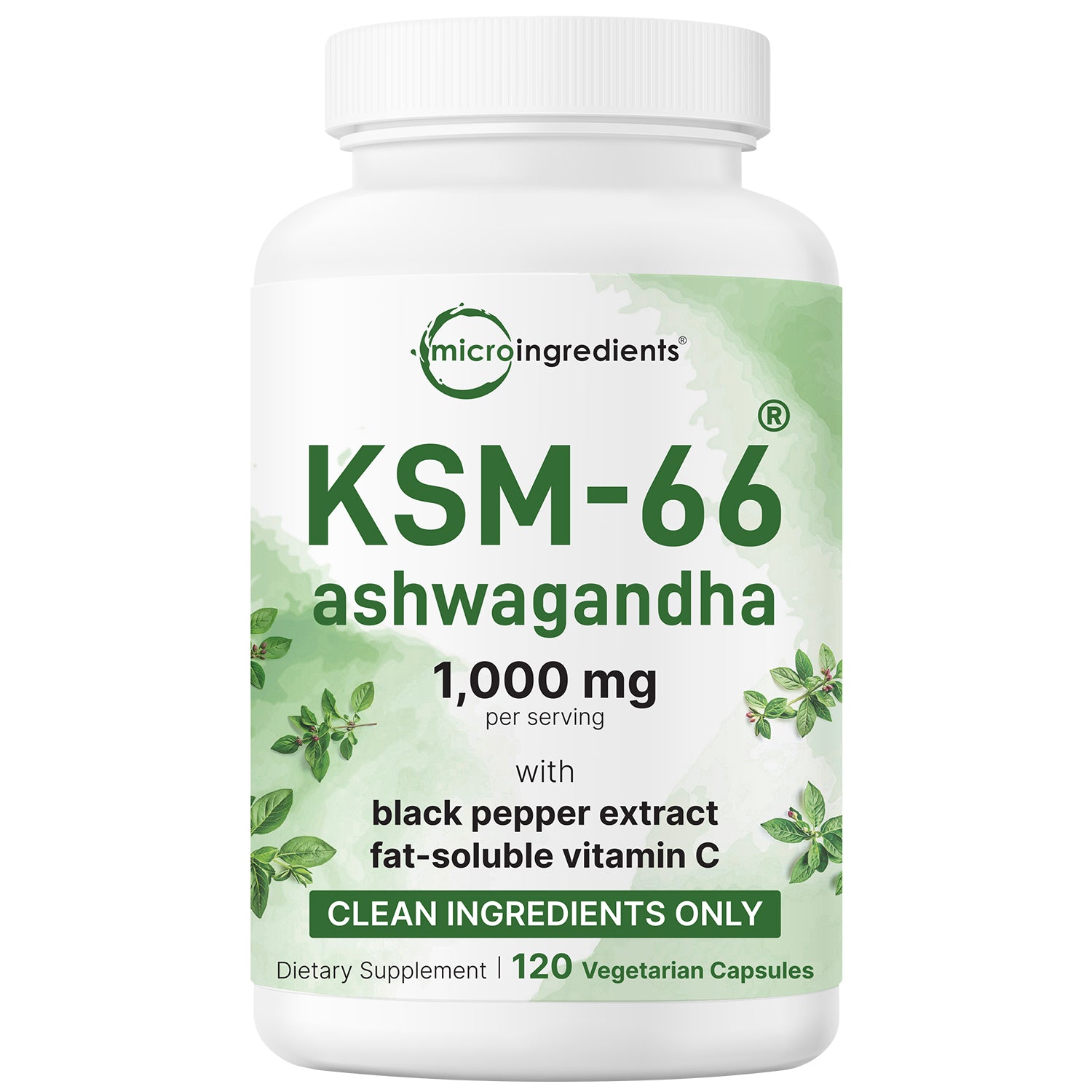 Micro Ingredients KSM-66 Ashwagandha 1,000mg Per Serving 120 Veggie Capsules