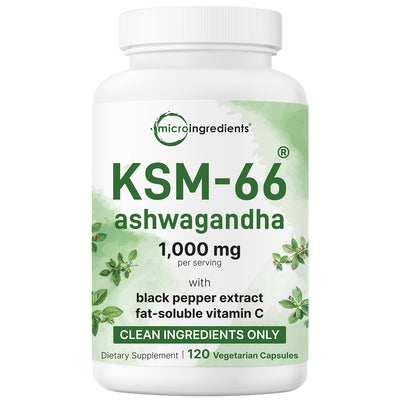 Micro Ingredients KSM-66 Ashwagandha 1,000mg Per Serving 120 Veggie Capsules