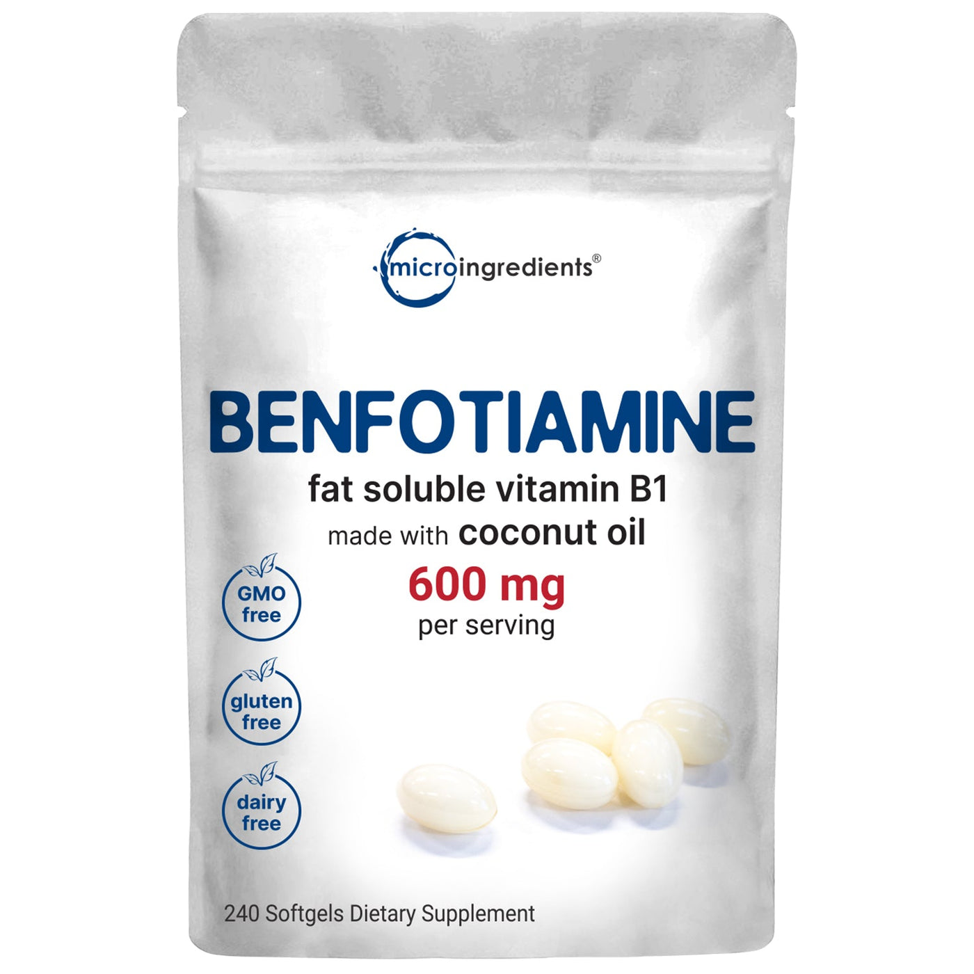 Vitamin B1 Benfotiamine, 240 Coconut Oil Softgels