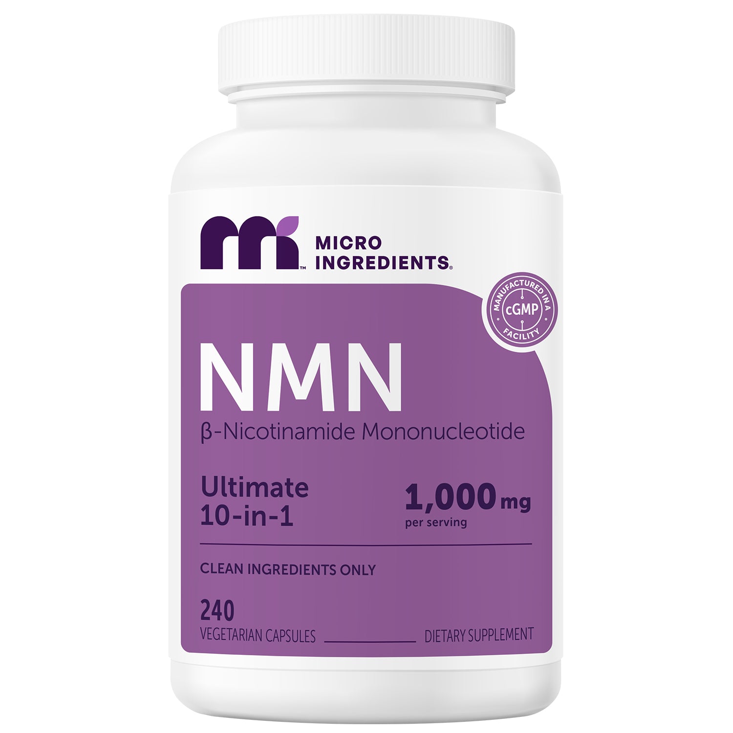 Micro Ingredients NMN Complex 1,000mg Per Serving, 240 Veggie Capsules