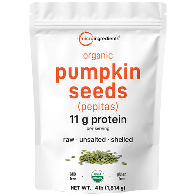 Micro Ingredients Organic Pumpkin Seeds, 4lbs, Raw, Unsalted, & Shelled