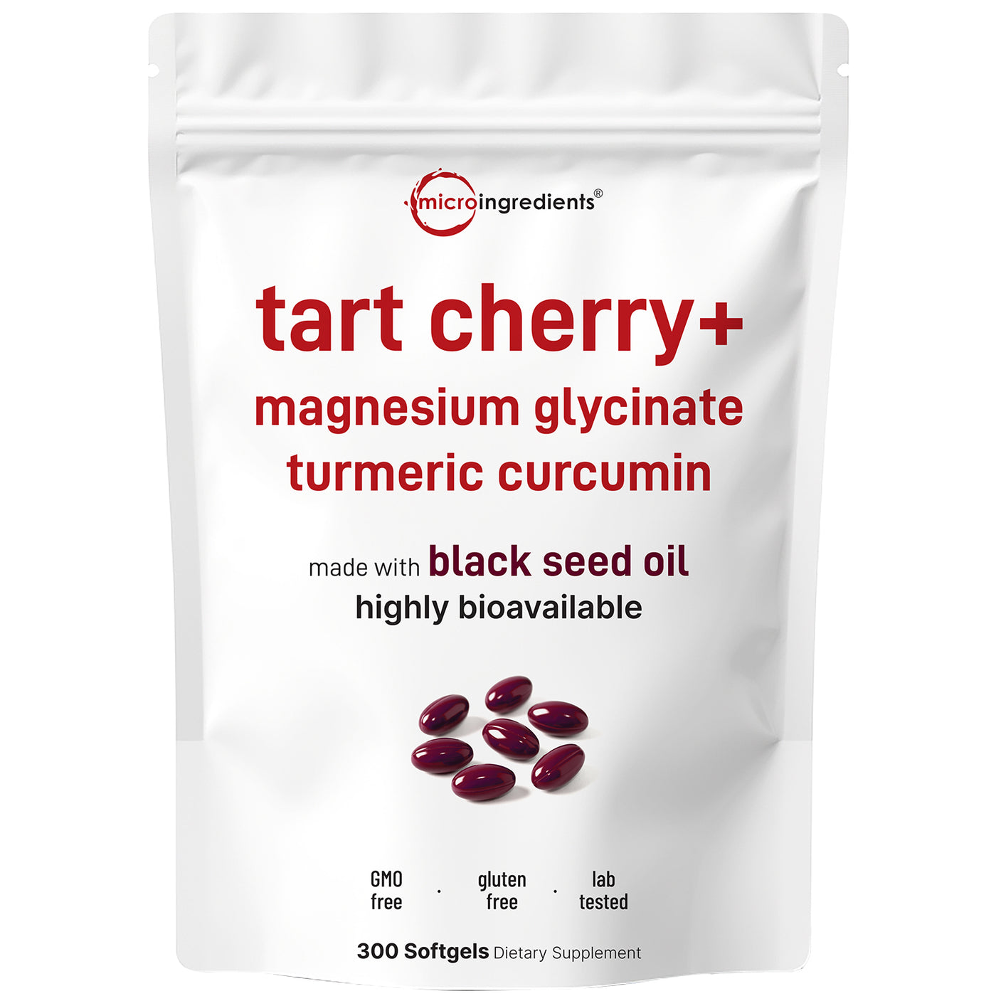 Micro Ingredients Tart Cherry+ with Black Seed Oil, 300 Softgels