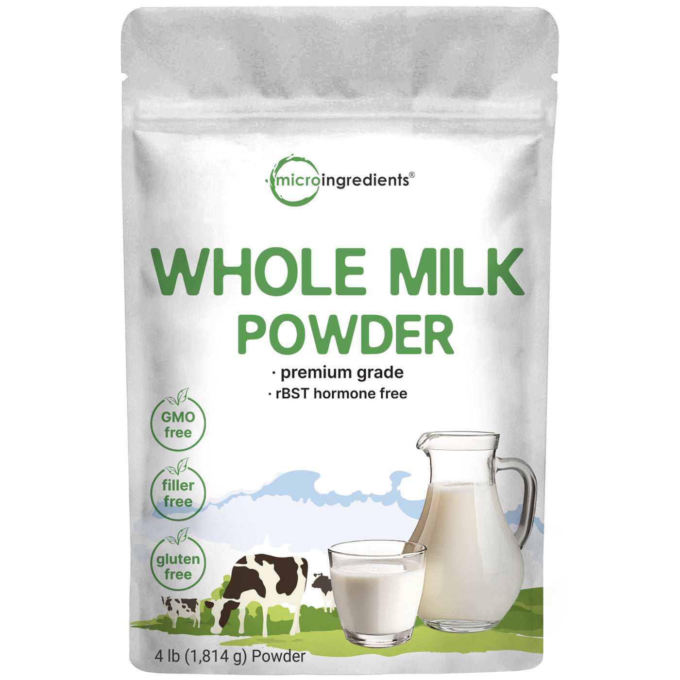Micro Ingredients Whole Milk Powder, 4lbs