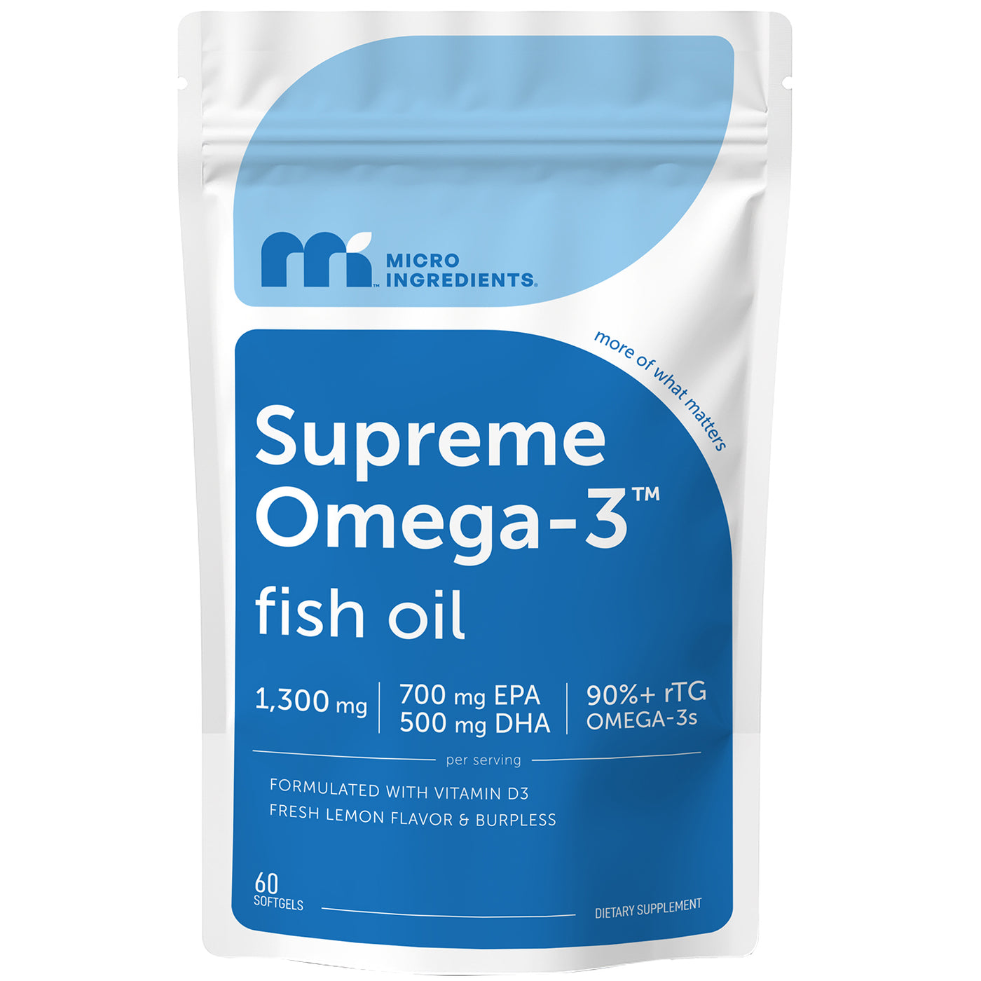 Micro Ingredients Supreme Omega-3 Fish Oil w/ Ultra High EPA & DHA, Burpless Softgels