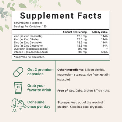 Quercetin with Vitamin C and Zinc