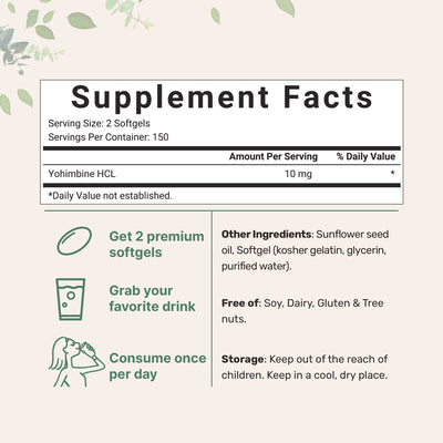 Micro Ingredients Yohimbine Softgels, 300 counts