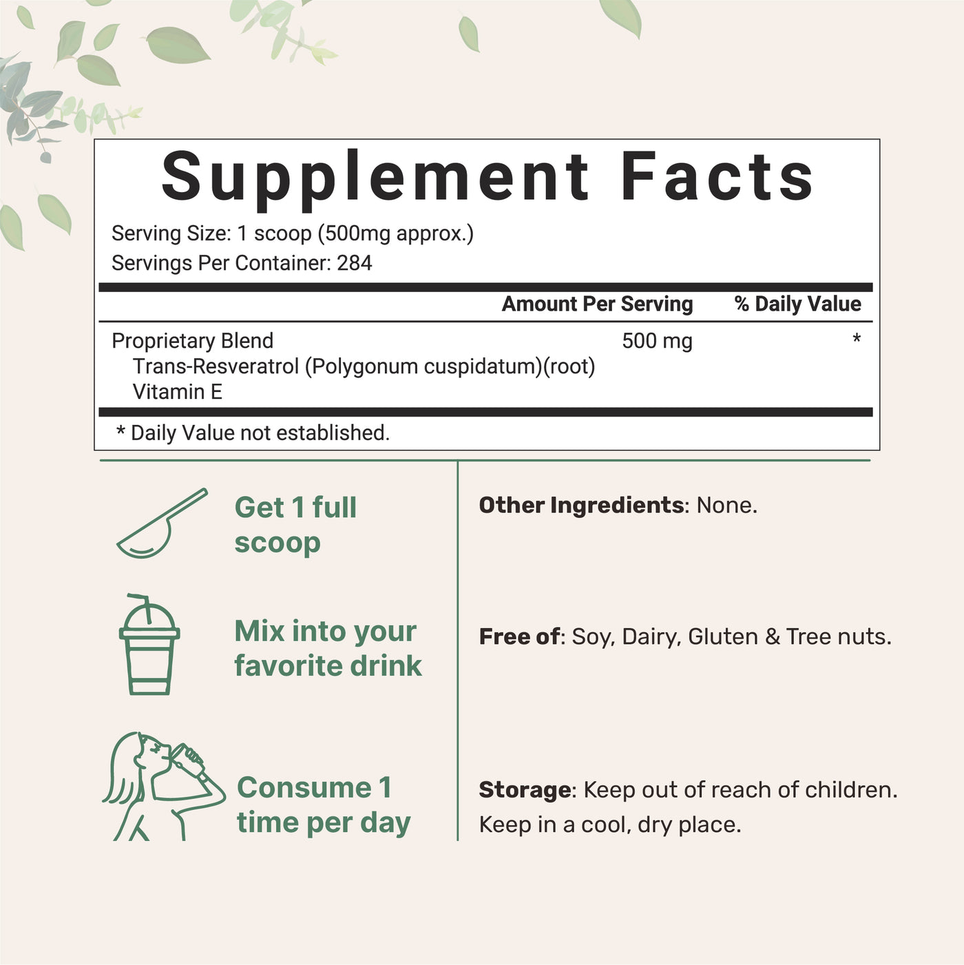 Trans-Resveratrol with Vitamin E Powder