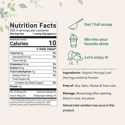 Organic Moringa Powder Nutrition Facts