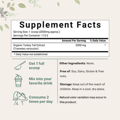Micro Ingredients Organic Turkey Tail Powder, 8oz